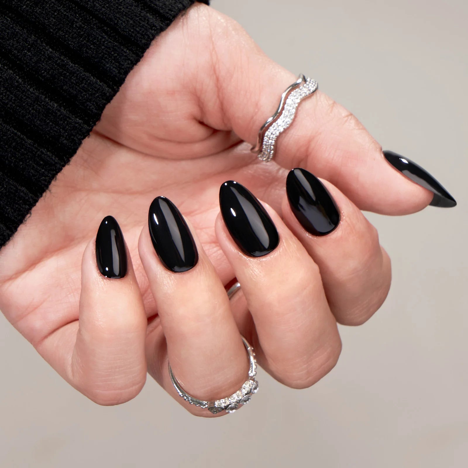 Elegant Black Velvet Nail Design